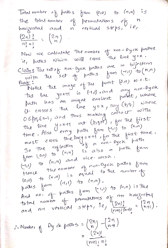 Totai number h palis ham(00) to (n)is the tobul numher ok permutaJ hoaizentau and nvetca steps,ie, (2n)! hn Nolcuate the numb
