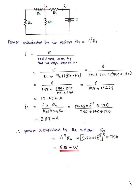ww ww RU E RA R2 Power disspated by the resister R3 = 1R3 i S resistance seen by the voltage source E. 6 Ret R2 11 (R3 +RA)