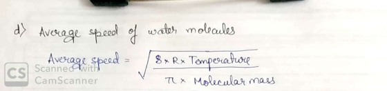 d> Average speed of water molecules 8 + Rx Temperature Average speed Scanner with CamScanner Tx Molecular mass