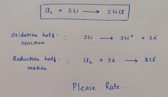 Cl₂ + 2.11 alice oxidation half- : reaction ali z uit +zé Reduction halfo : U₂ + z ê acé reation Please Rate...