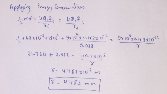 Applying Energy Conservation Imut hd, Q & 40,0, zmonto ng 1 + 6.8 x 10² x 180) + 9x 10 x 4:1x38151 - 9x 10 x 4.143x102 0.038