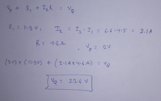ut &, & Iq R = No &, = lligu, I = Ig- I = 6.6-4.5 = 2.14 R= 1.6 Vor ev (2V) + (11igu) & (2.1 AX 4162) = va Į va 2 28.60)