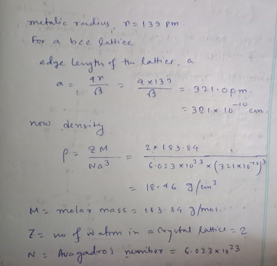 for a metalic radius, n=139 pm bec lattice edge length of the lattice, a 4 n 4x139 321.0pm. 1 32 10 ein- now 2x 183.89 Na3 -
