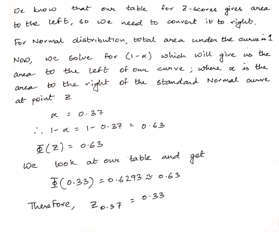 We know that our table for Z-scores gives area to the left, so we need to convert it to right. For Normal distribution, total