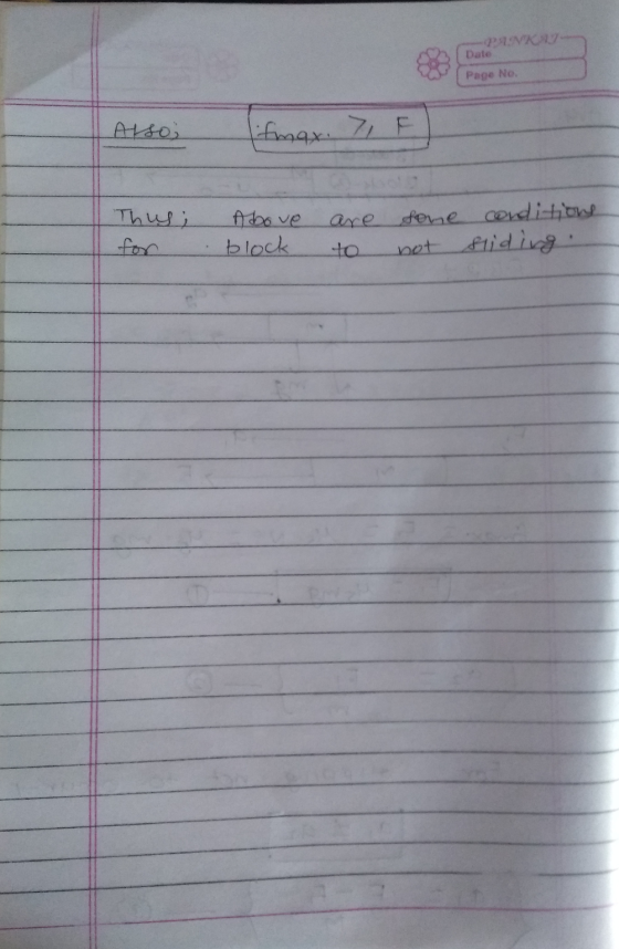 -PVK- Date Page No. Also, F if max. 7 Thus; for Above block are to some not conditions sliding.