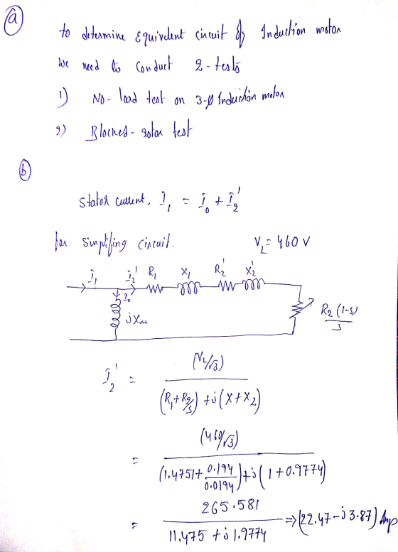@ No - load test on 3.0 Induction motor to determine Equivalent cintuit fp Induction waston We need to conduct 2- test 9) Blo