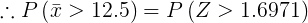 :: P2 > 12.5) = P(Z > 1.6971
