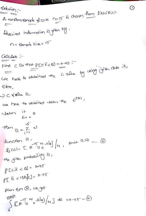 Sdation 0 random sample of size 2=15 Ks dracons from ExDCODE Required information is given by n= Sample size = 15 Calcolate -
