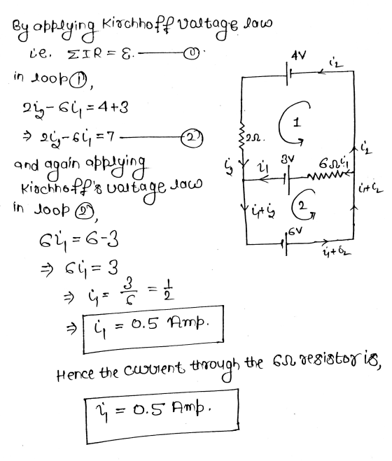 law By applying Kiochhoff voltage ie. EIR E AV iz in door, ༼ ༡ 1 2 212 23-64, +4+3 ► 203-61, = 7 and again applying kischhoff