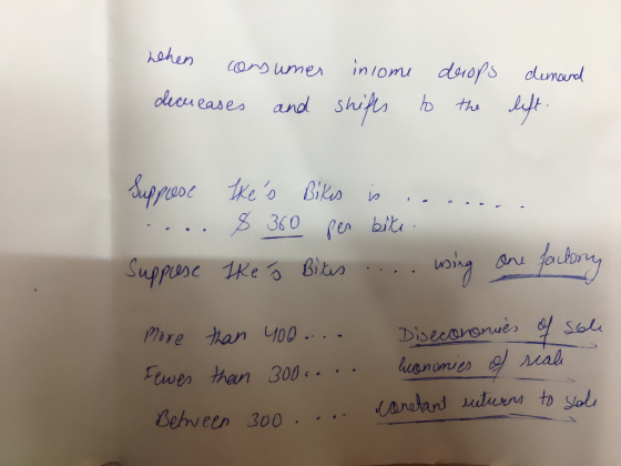 Lehen consumer decreases and income drops shifts to the demand left. Suppose .... Suppose hes Bikes is . . . ... S 360 per b