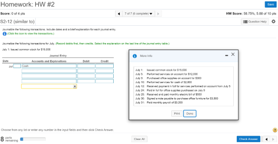 Homework: HW #2 Save Score: 0 of 4 pts 7 of 7 (6 complete) HW Score: 58.75%, 5.88 of 10 pts S2-12 (similar to) Question Help