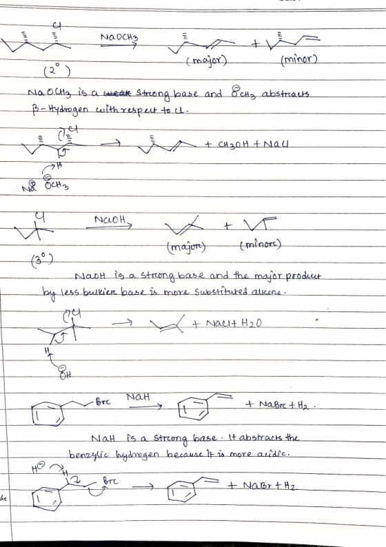 NADCH3 muurzÀATA - (major) (minor) (2° ) AlaOCHy is a weak Strong base and 8chy abstracts ß-Hydrogen with respect to cl. S +