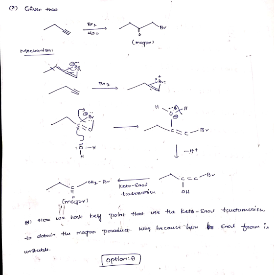 6 Given that BY •BV H20 (major) Mechanismi Bv: Brg H •Br 3-H 1 -H+ H -Br C •CH2-Br | Keto-Crood tautomerish Olt Imator? we ha
