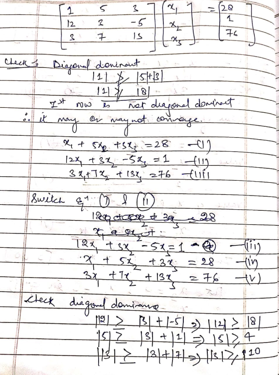 . 3 1 2 T1 12 3 5 3 7 7 x -5_ X 15 IL 76 Check to Dixonad doninant a 111 $ 1543 I It now is met diagond donnay it may or may