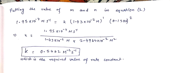 Value in an d Putting equation (2) n k 1-316M) o158 ( -ף$ K א סו 2 43x1o2 M x 2,4964x/0 M k 0 54 b2 shich is tae required v