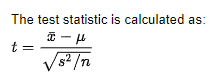 The test statistic is calculated as: Tu