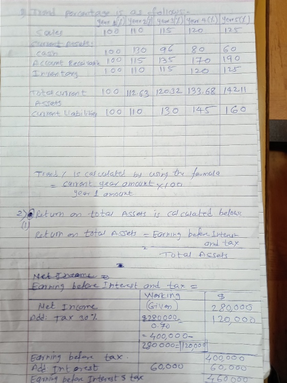 MY A Year 29 Cordern 4 (4) years) 100 110 115 120 125 sales caso noo 3096 80 60 Account Receivable 1001S 135 1 70 190 100 M10