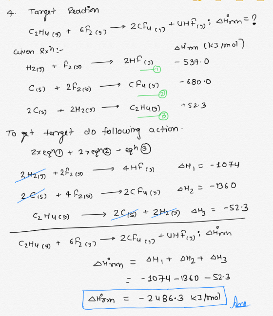 4 Target Reaction UHf 2cfu 2 C2Hu (S) An (kJ/mol) Civen Rxh:- 2HF - S33. 0 H21 -680 O c Fu ( 2P215 Cis) S2.3 C2H40) 2H2C5 2 C