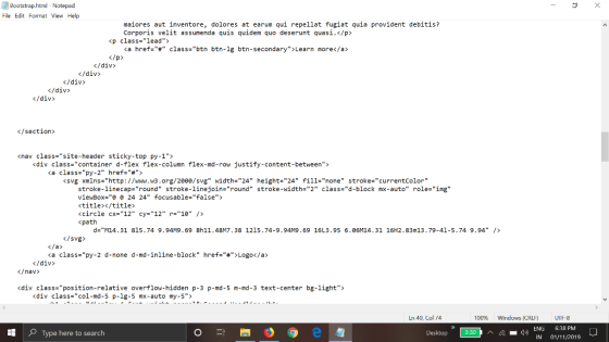Bootstrap.html - Notepad File Edit Format View Help maiores aut inventore, dolores at earum qui repellat fugiat quia providen