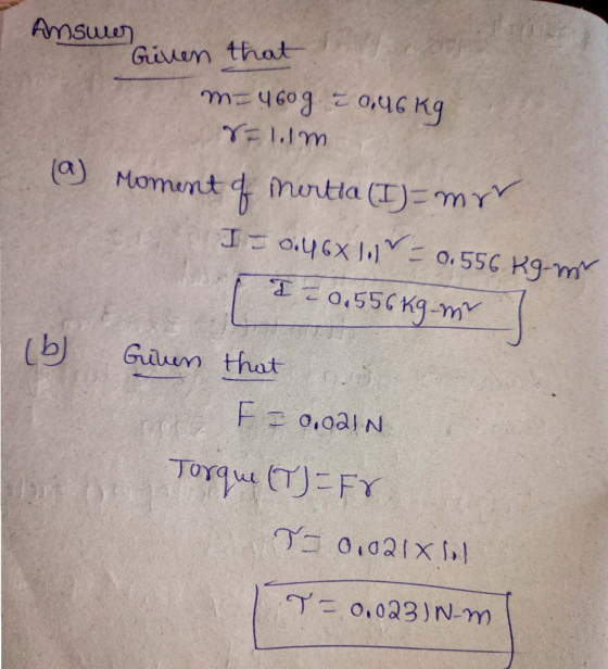 Amsuu Giuen that (a Momunt d mntta () mYY Ia46x1 o.55C K9-m 0155CKg-m (b) Guum that Fo,0al N Torqu (TFY T 01021x To,023)N-m