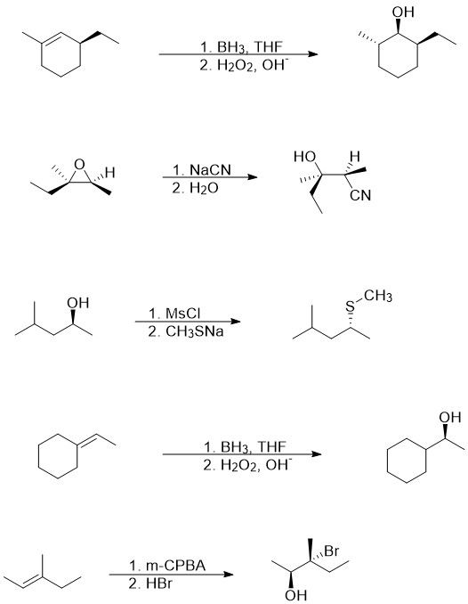 1. BH3. THE 2. H2O2, OH HO H 1. NaCN, 2. H20 1. MCI 2. CH3SNa Le s to your enemies on tegoro, 1. BH3. THE 2. H2O2, OH W 1. m-