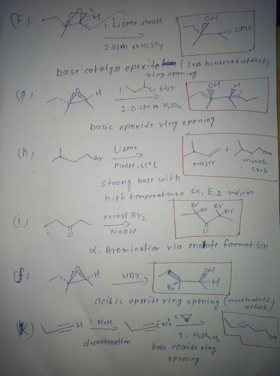 F iy time molt H 1. Liome, meoH! lllllome 2.0.1m a H₂ SOY base catalyse epoxidation ( Less hindered attacks ring opening H V