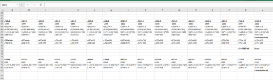 E101 : X for M NO 62 63 =F63+1 64 -1600 65 =2500*4.5 66 =SUM(G64:G65) 67 =(1/(1+0.1))^G63 68 =G66*667 69 70 =F70+G68 71 =F71+