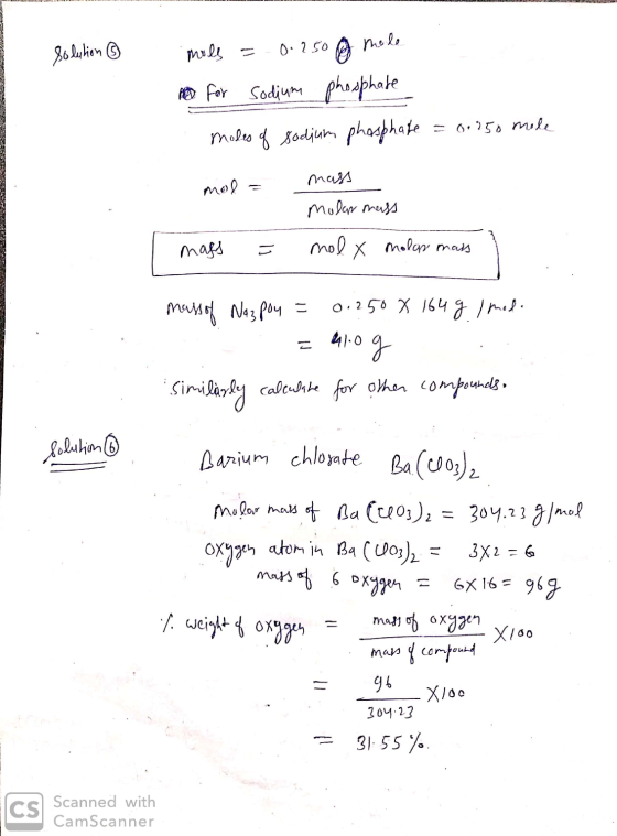 PAAR solution ③ mols = 0.250 o mele no for sodium phosphate modes of sodium phosphate = 0.950 mele o the mass mol = molar mas