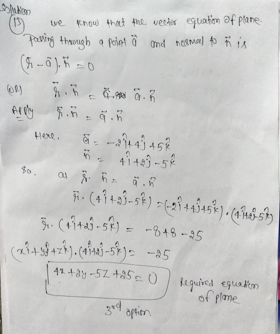 sshition G we schow that the weetör egliation of plane. passing through a point à und rusmeel to ñ is (8 - ā). ñ = 0 Oy Apply
