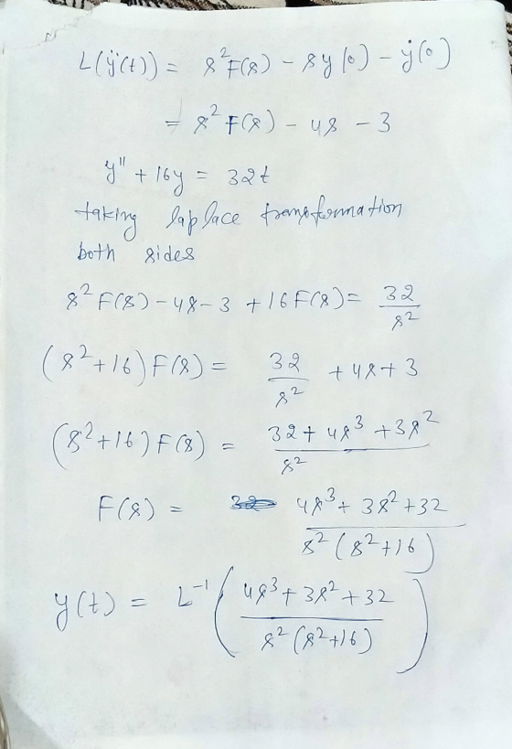 L (ů (t)) 2. & 8 ° F (8) - 8410) - j (o) FC) - 48 -3 y + xy = 324 taking lap lace framp formation both sides 2. 8 F18) -48-3
