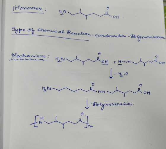 Monomer: ܪ ܀ HANN OH Type of Chemical Reaction: condensation - Polymerization Plechanism: H₂N OH + H-NH or t -tho IN ཚིག དག པ