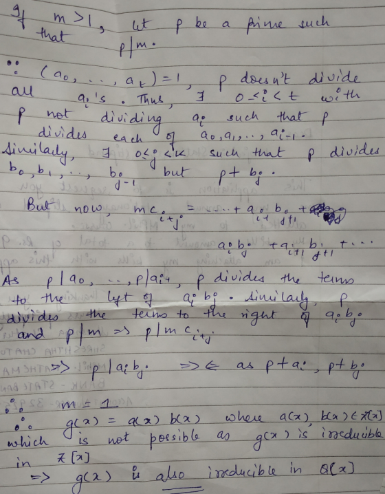 13, ut p be a fine such that plme - (ao, .., a = 1 all qos. Thus not dividing divides each of Similarly, b o Lock bobi bo bu