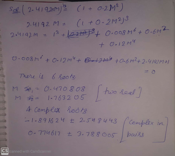 Sol (2.41924M) (1 + 0.2M²) 2.4192 M = (1+0-214213. 5 2041924 = 13+162 m2 t 0.008 Mo + 0.6142 to. 1244 0.008 Mo + 0.12 44+ 12M