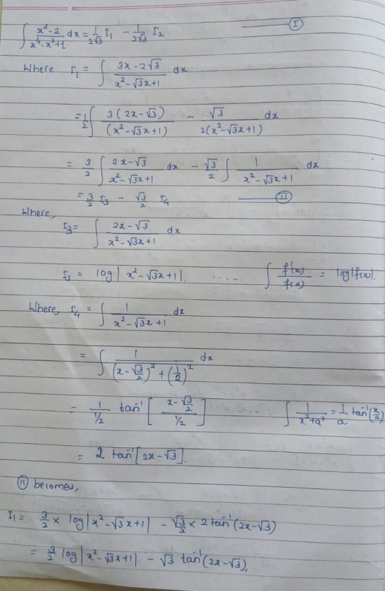 -2 dx= - z गरंजूमम ওx -23 गम्पान 22-V32+1 य 3( 22-5) (²-V3x +1) dz 2(2-V32+1) ১ dz 22-V3 x²-V32+1 2. -V32 +1 त 3 ७ Where 22-V