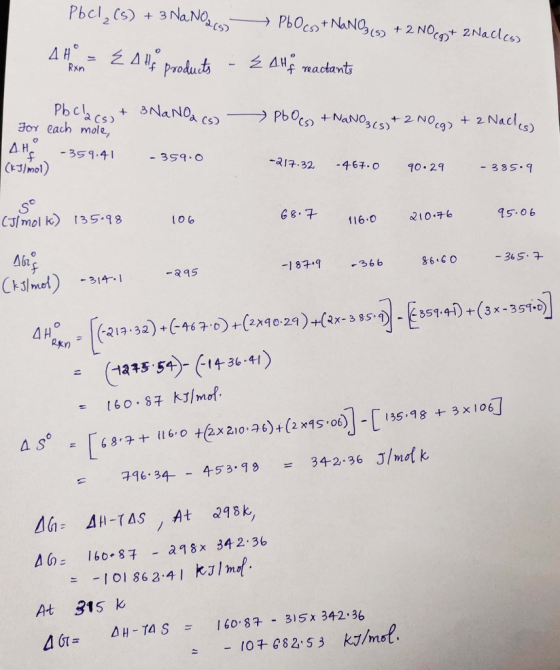 Pbel, (s) + 3 Na NO (5) —PbOco + NaNO (9) + 2 N0cg+ 2Nadles) 4H - E He products - 3 Auf reactants Rxn + P PbO (s) + NaNO3(s)