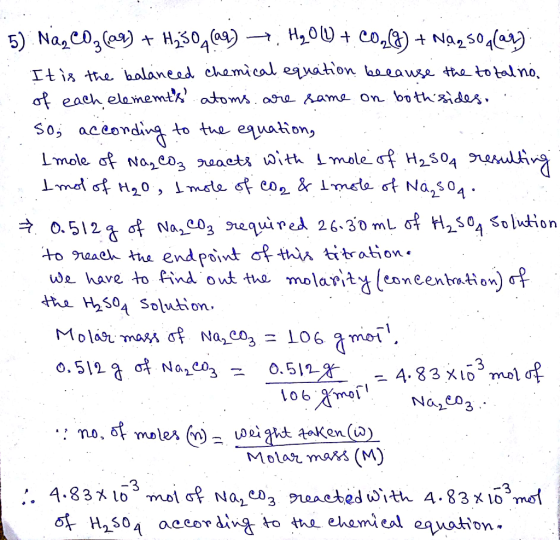 5) Nazco(a)H30 H200 + co,)Na250a Itis the balaneed chamical eguation asoeause the toal no of each elamemts atoms. ago aame on