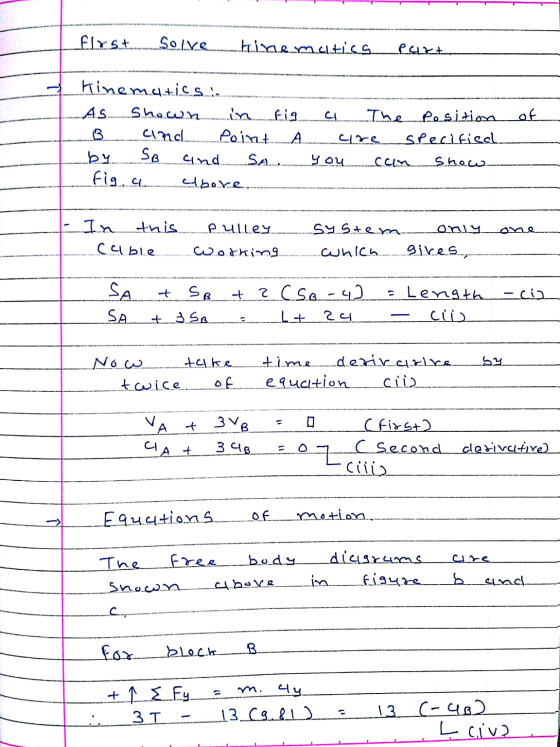 first Solve tinemultica Part of Kinematics AS. Shocun. in fig. 니 The Position B clucl. Point А. cire Speclfisa by. So aind Sa