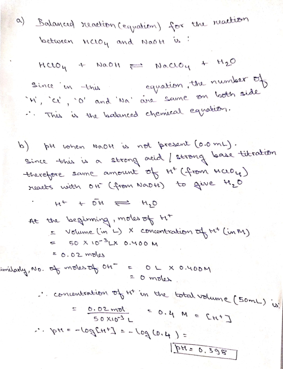 a) gation) for the reaction Balanced reaction Cequation) for t between Helou and Nooh is : Helon at NaOH Naciou & H2O Since i
