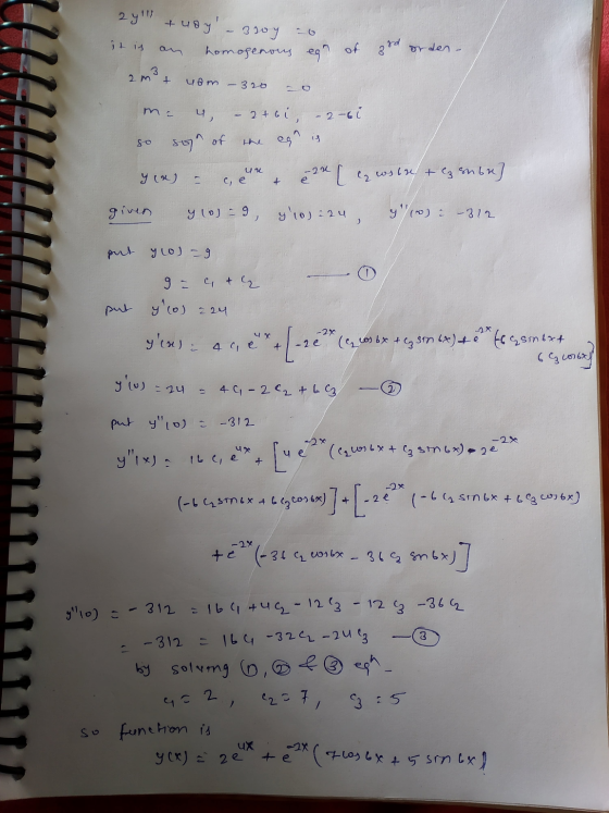 2 y 11 tudy it is 304 no homogenous egr of rd 3. orden- 3 2 m + uom - 320 u, - 2+61, - 2n6i egn is so sogn of un с, е -2x y (