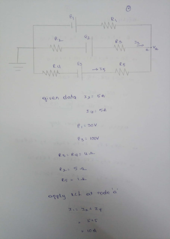ei ey R. e2 E3 e5 R니 SA given data E130 V 3 100V opply uc ot rode a SAS
