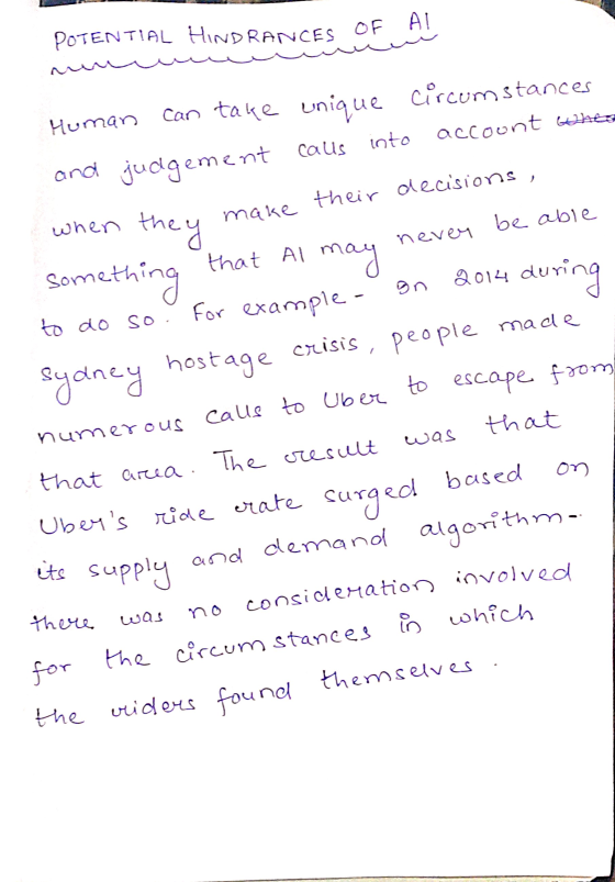 POTENTIAL HIND RANCES OF A! never they ething that Al may to Human can take unique circumstances and judgement caus into acco