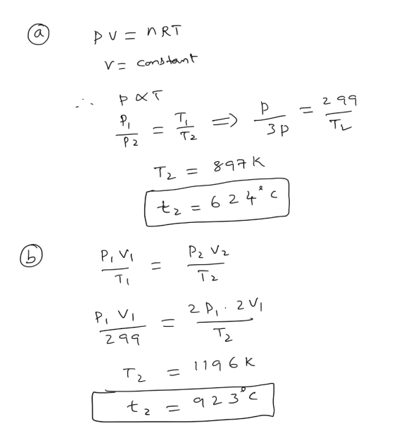 pu=nRT r= constant .. par Song => spana Tz=897K tz=624°C vi Pz Vz Pivi 2D,.Zui 299 = Tt 2 Tz =1196k Ctz = 923