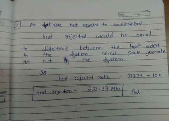 Date Page: hedt sjected sould be cqual to diu e neme betoe en the heat decl PM the the So heat nejeched ate333.33-lo o ote ns