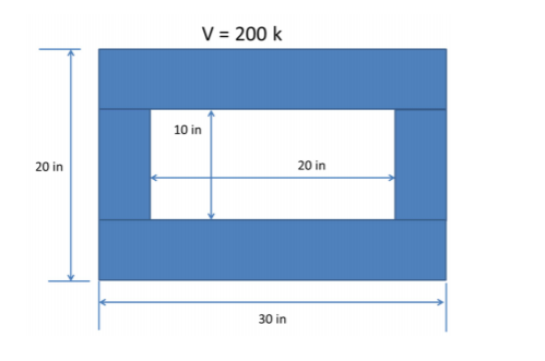 V = 200 k 10 in 20 in 20 in 30 in