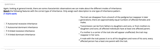 QUESTION 4 Again, looking at general trends, there are some characteristic observations we can make about the different modes