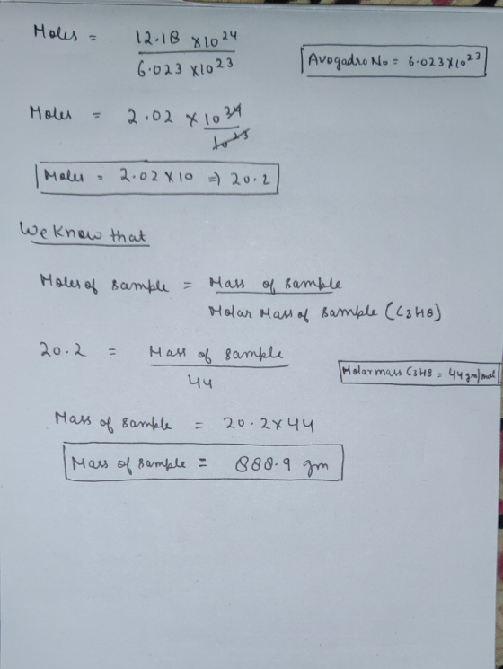 Holes = 12.18 x1024 6-02 3X1022 Avogadro No 6.623 K1023 2.02 X10 Molus 2.02 K10 20.2 Malu we knaw that Maw Hals of Bambu ambl