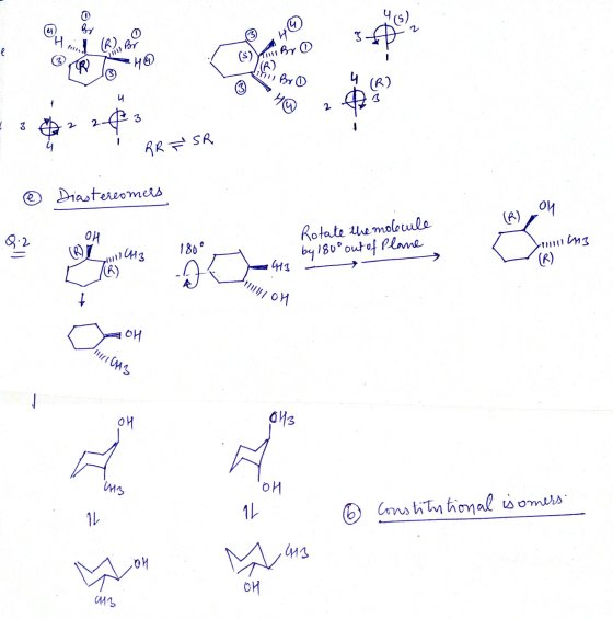 Hocine (B), Bor 10R Liten Bro RRT SR © Diastereomers 92 OH 1443 Rotate the molecule by 180° out of Plane inis 413 II OH OH Ju
