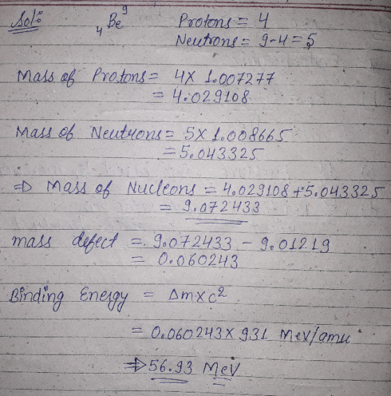 Solo Be 4 Protons - 4 Neutrons - G-4-5 Mass of Protons - 4X 1.007277 4.029108 Mass of Neutrona 5x1.008665 5.043 325 - mass of