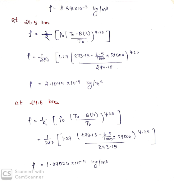 p= 8.398 x 10-3 kg/ Im3 at 21.5 tem, f 4.25 ☆ [pol To-BEA)) To. 4,25 ta 1289 [1.22 (213-15 273.15 - 6.5 406 * 21500) 273.1