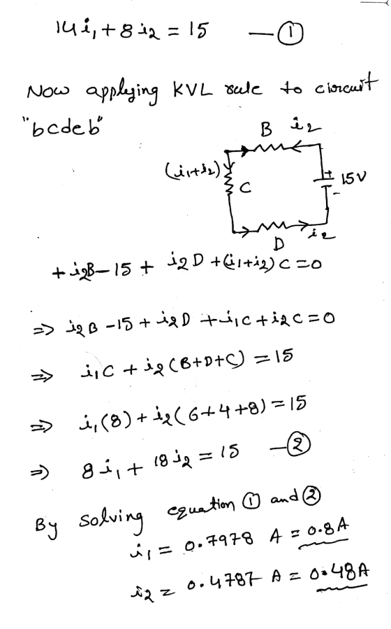 15 = ذ 8 + رنا۱ کیاMO Now applying KVL sale to circuit be de bi B وید الإ(ذهن) 15V Ec و ن D 0= رين+ 1 + Dون + 15-3ود + 0 = ع